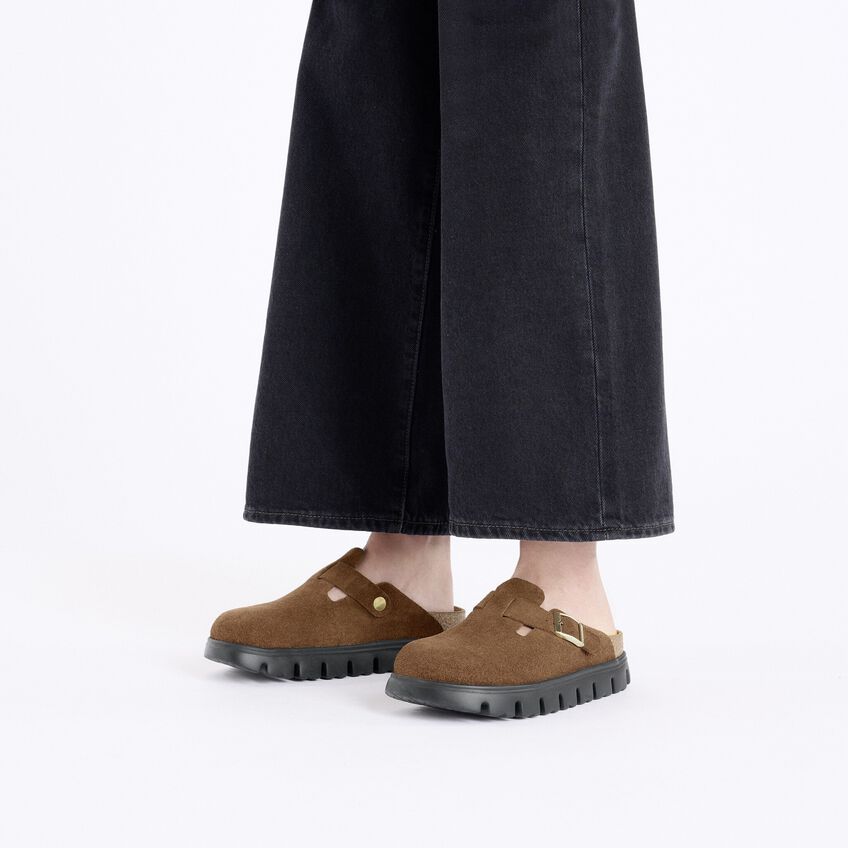 Birkenstock Papillio BOSTON CHUNKY 1028402 Dark Tea | Suède Largeur Étroite - Dealorys