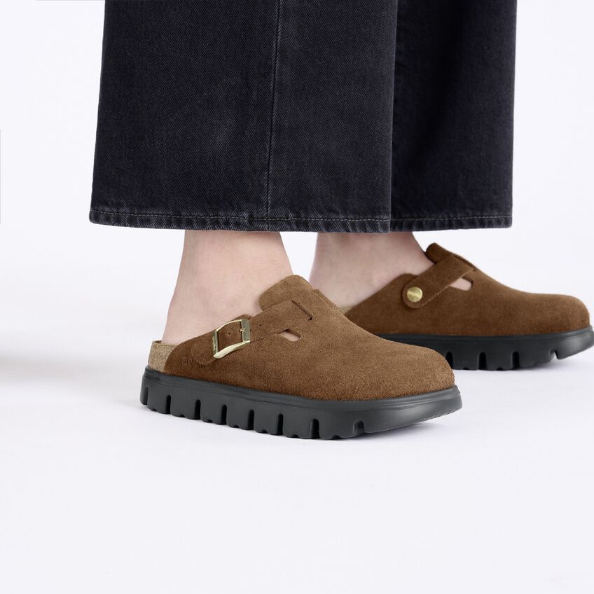 Birkenstock Papillio BOSTON CHUNKY 1028402 Dark Tea | Suède Largeur Étroite - Dealorys