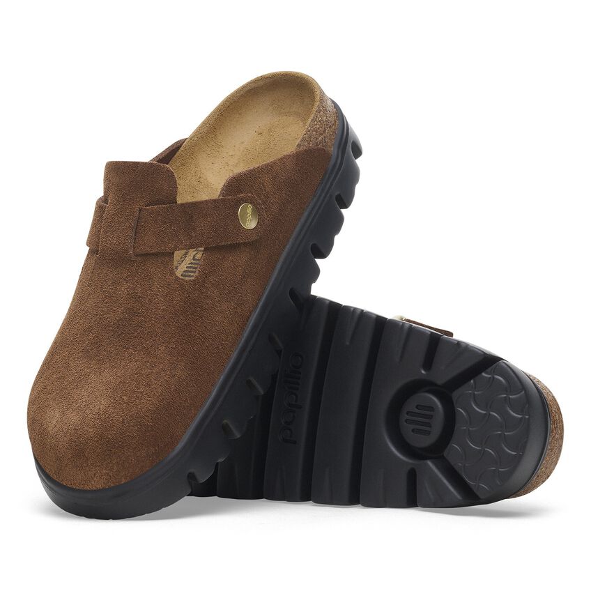 Birkenstock Papillio BOSTON CHUNKY 1028402 Dark Tea | Suède Largeur Étroite - Dealorys