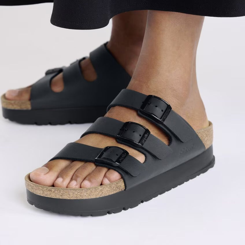 Birkenstock Papillio FLORIDA FLEX PLATFORM VEGAN 1029737 Noir | Birko-Flor Largeur Étroite - Dealorys