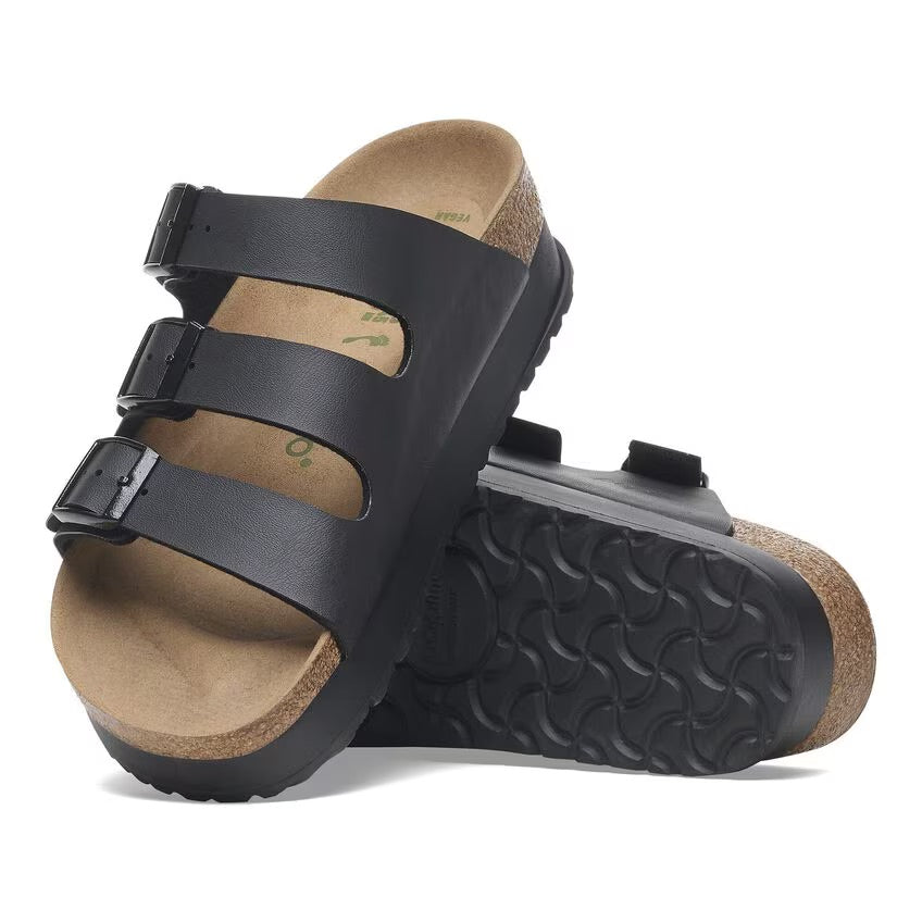 Birkenstock Papillio FLORIDA FLEX PLATFORM VEGAN 1029737 Noir | Birko-Flor Largeur Étroite - Dealorys
