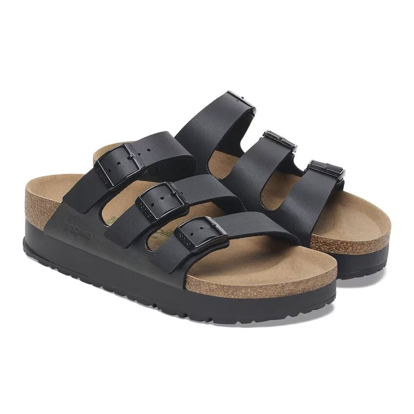 Birkenstock Papillio FLORIDA FLEX PLATFORM VEGAN 1029737 Noir | Birko-Flor Largeur Étroite - Dealorys