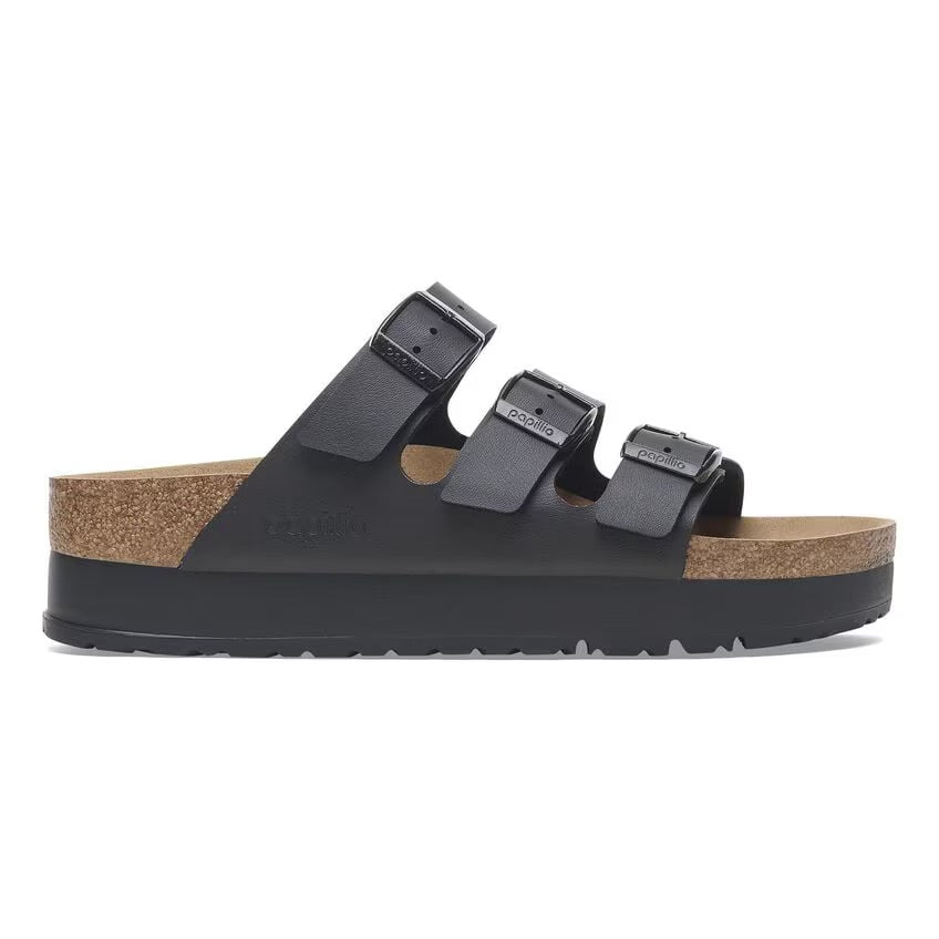 Birkenstock Papillio FLORIDA FLEX PLATFORM VEGAN 1029737 Noir | Birko-Flor Largeur Étroite - Dealorys