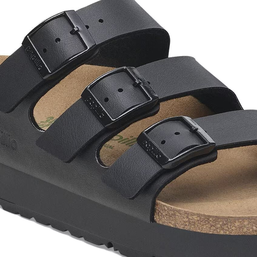 Birkenstock Papillio FLORIDA FLEX PLATFORM VEGAN 1029737 Noir | Birko-Flor Largeur Étroite - Dealorys