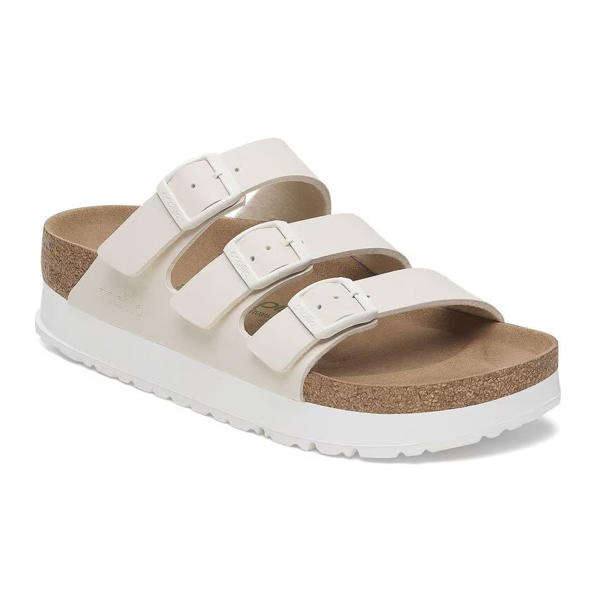 Birkenstock Papillio FLORIDA FLEX PLATFORM VEGAN 1029751 Eggshell | Birko-Flor Largeur Étroite - Dealorys