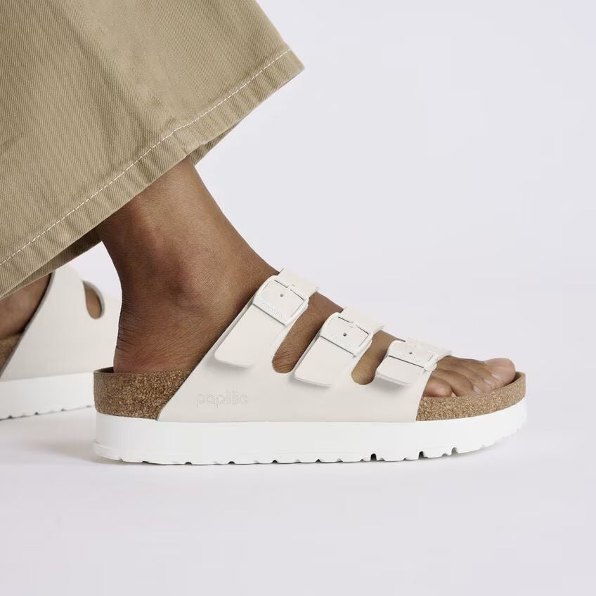 Birkenstock Papillio FLORIDA FLEX PLATFORM VEGAN 1029751 Eggshell | Birko-Flor Largeur Étroite - Dealorys