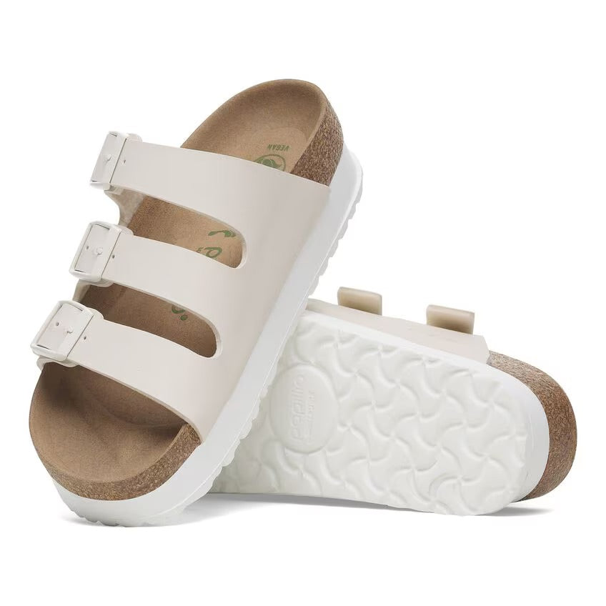Birkenstock Papillio FLORIDA FLEX PLATFORM VEGAN 1029751 Eggshell | Birko-Flor Largeur Étroite - Dealorys