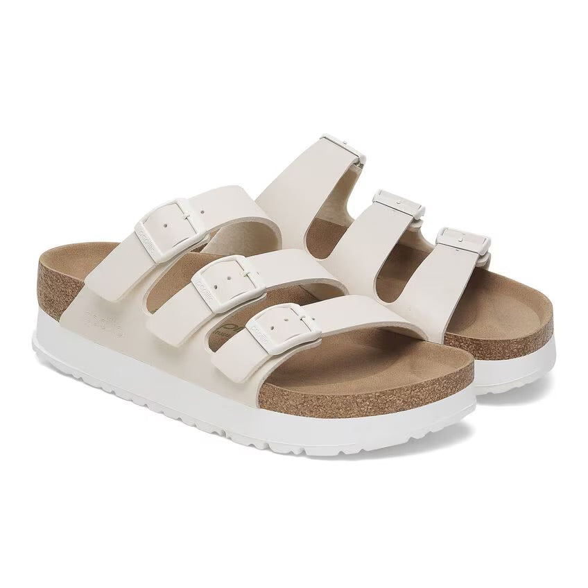 Birkenstock Papillio FLORIDA FLEX PLATFORM VEGAN 1029751 Eggshell | Birko-Flor Largeur Étroite - Dealorys