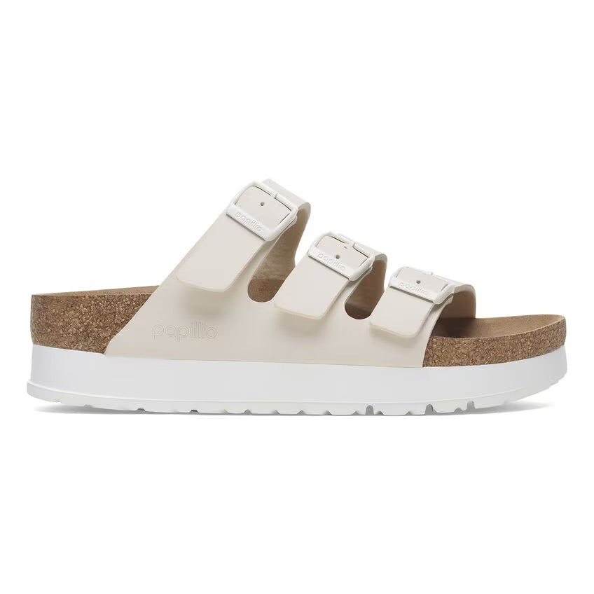 Birkenstock Papillio FLORIDA FLEX PLATFORM VEGAN 1029751 Eggshell | Birko-Flor Largeur Étroite - Dealorys