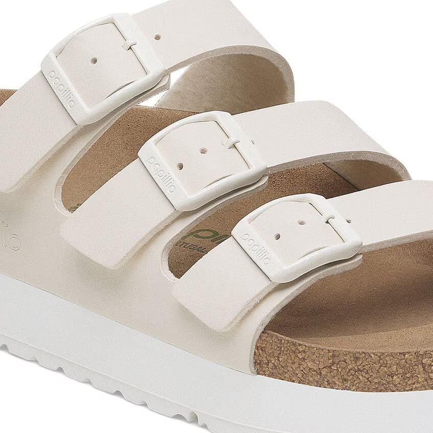 Birkenstock Papillio FLORIDA FLEX PLATFORM VEGAN 1029751 Eggshell | Birko-Flor Largeur Étroite - Dealorys