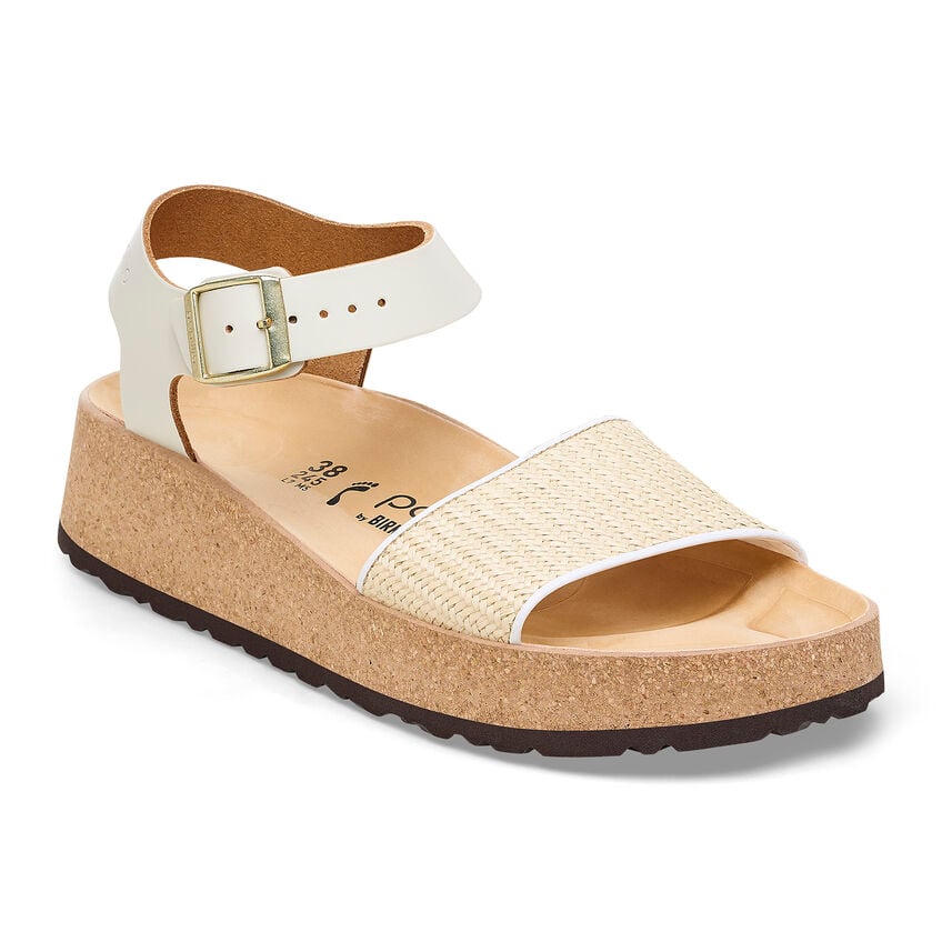Birkenstock Papillio GLENDA 1026921 Blanc/Naturel | Cuir Largeur Étroite - Dealorys