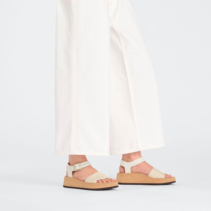 Birkenstock Papillio GLENDA 1026921 Blanc/Naturel | Cuir Largeur Étroite - Dealorys