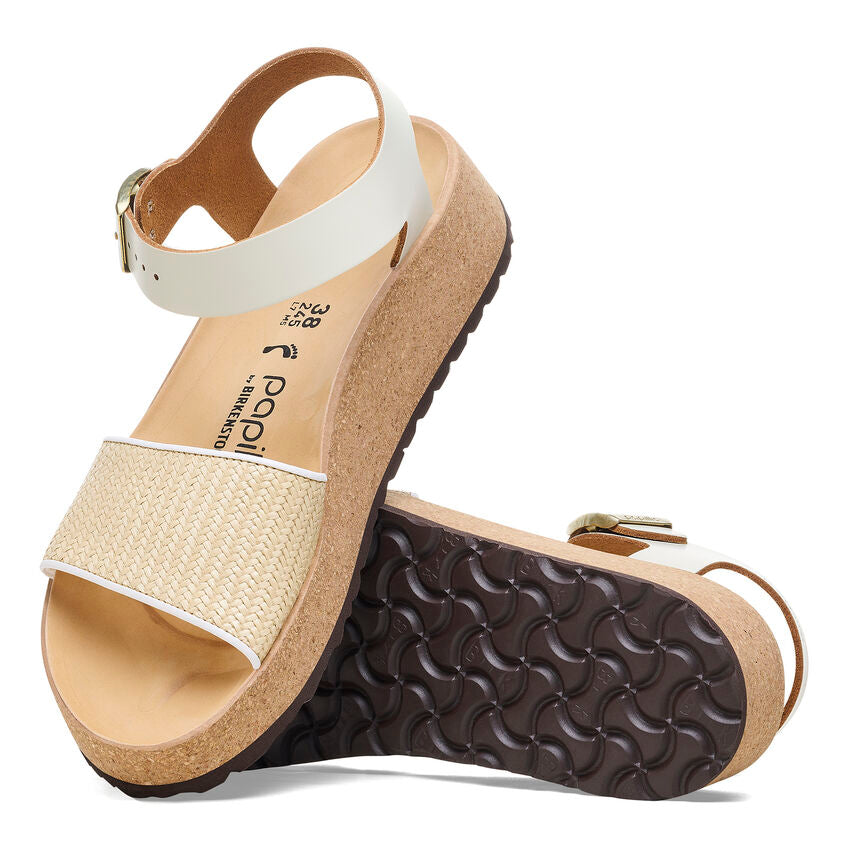 Birkenstock Papillio GLENDA 1026921 Blanc/Naturel | Cuir Largeur Étroite - Dealorys