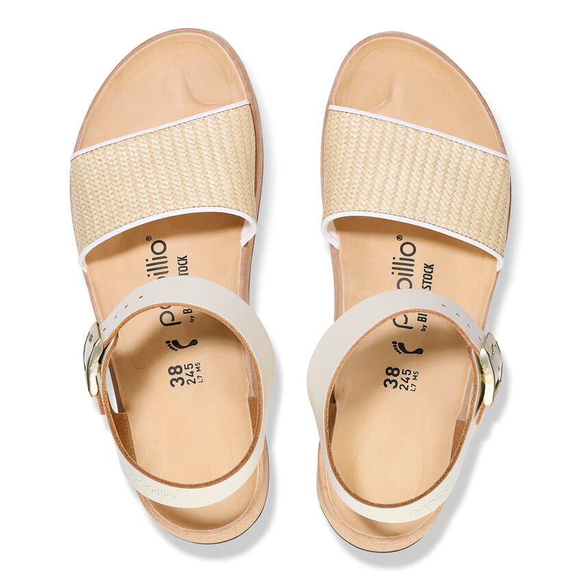 Birkenstock Papillio GLENDA 1026921 Blanc/Naturel | Cuir Largeur Étroite - Dealorys