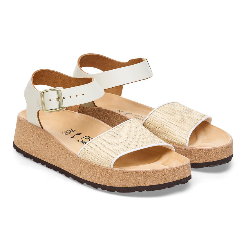 Birkenstock Papillio GLENDA 1026921 Blanc/Naturel | Cuir Largeur Étroite - Dealorys