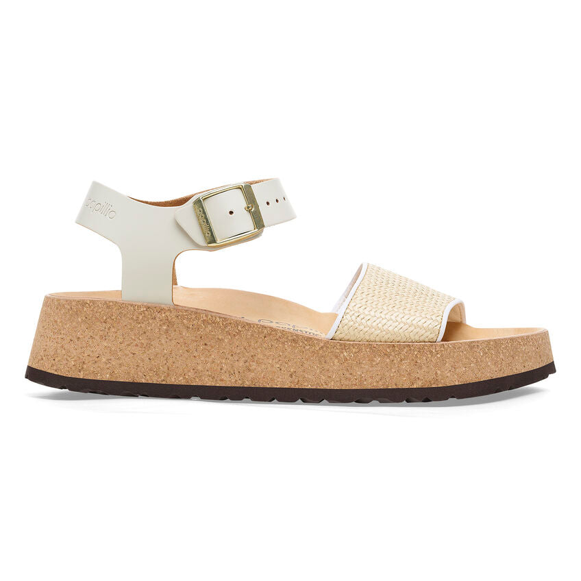 Birkenstock Papillio GLENDA 1026921 Blanc/Naturel | Cuir Largeur Étroite - Dealorys
