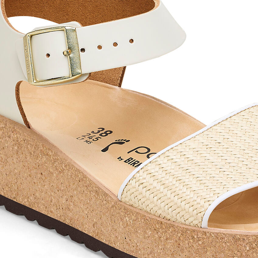 Birkenstock Papillio GLENDA 1026921 Blanc/Naturel | Cuir Largeur Étroite - Dealorys