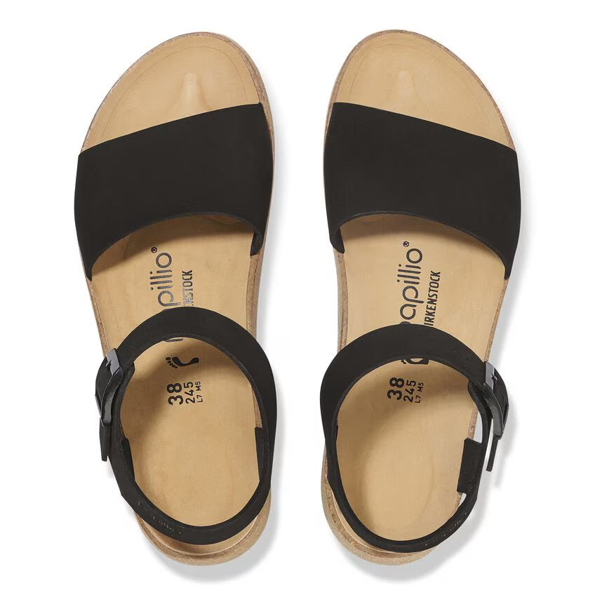 Birkenstock Papillio GLENDA 1029046 Noir | Nubuck Largeur Étroite - Dealorys