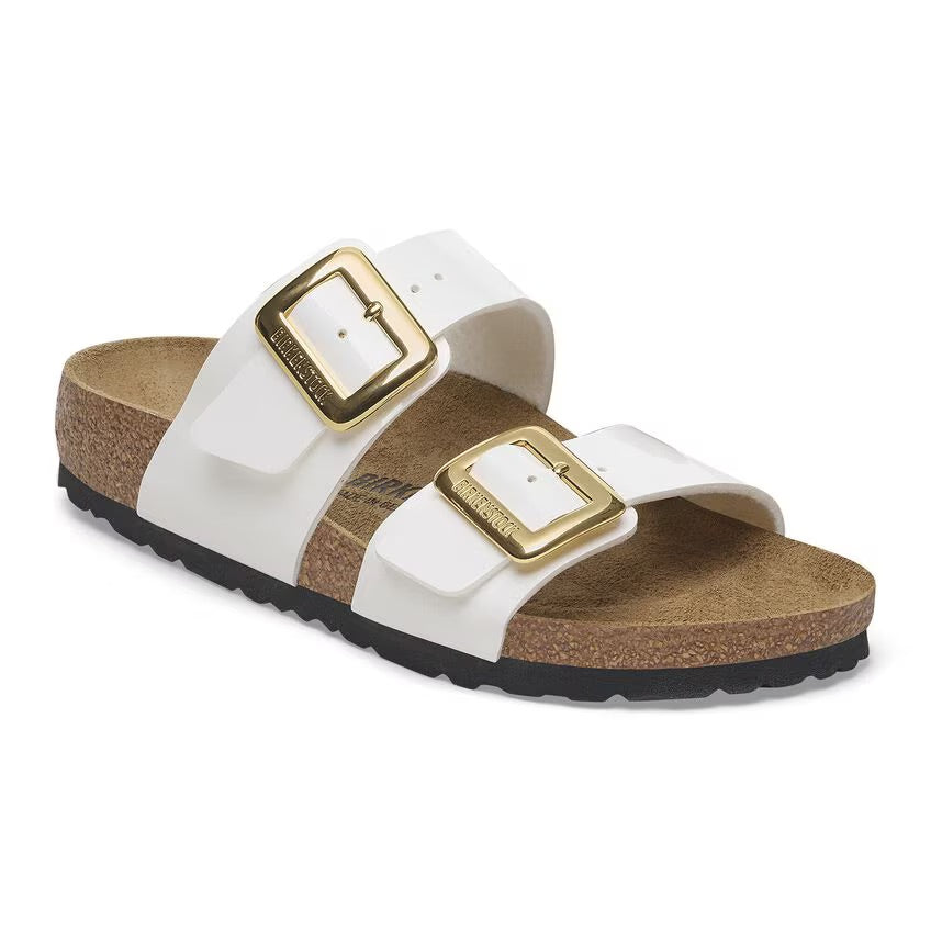Birkenstock Sydney Luxe Buckle 1029438 White Patent | Birko-Flor Largeur Étroite - Dealorys