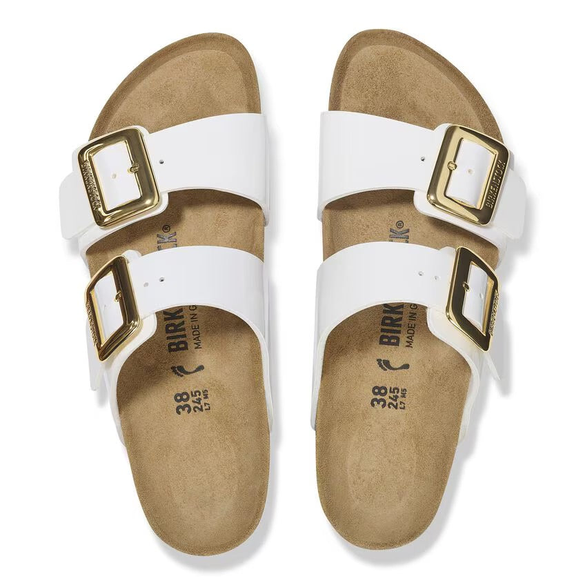 Birkenstock Sydney Luxe Buckle 1029438 White Patent | Birko-Flor Largeur Étroite - Dealorys