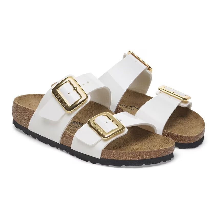Birkenstock Sydney Luxe Buckle 1029438 White Patent | Birko-Flor Largeur Étroite - Dealorys