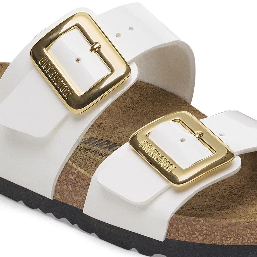 Birkenstock Sydney Luxe Buckle 1029438 White Patent | Birko-Flor Largeur Étroite - Dealorys