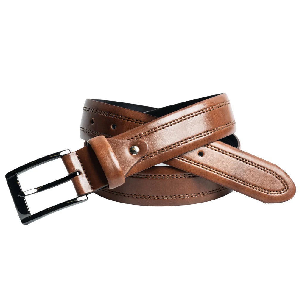 Custom Leather Double Stitched Chicago Screw 10235CS-11 Tan/Cognac - Dealorys