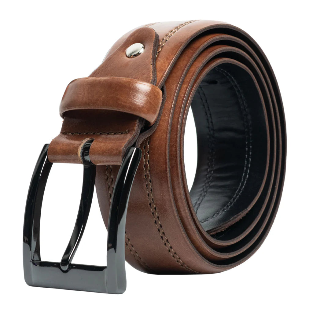 Custom Leather Double Stitched Chicago Screw 10235CS-11 Tan/Cognac - Dealorys