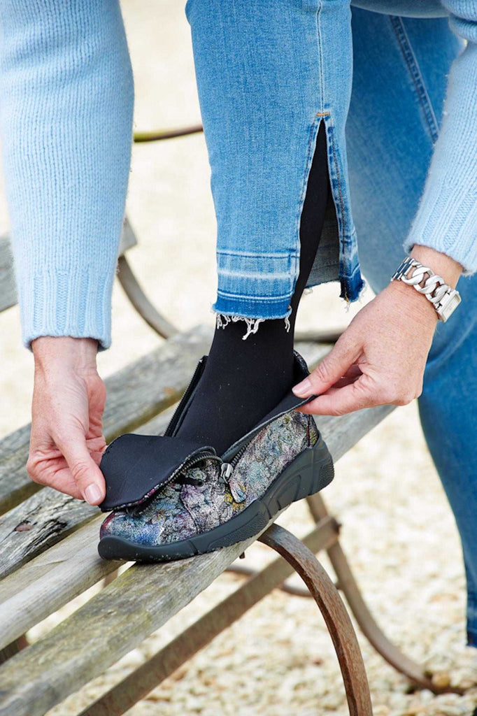 DB Shoes HARBOUR 77201X Silver Blue Floral - Dealorys