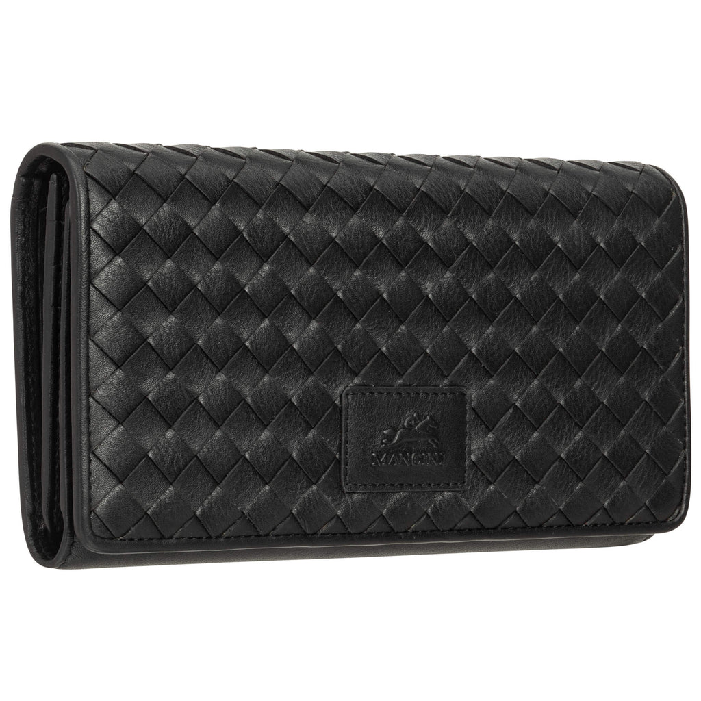 Mancini Panier Tissé portefeuille RFID à trois volets 6500296 | Cuir - Dealorys