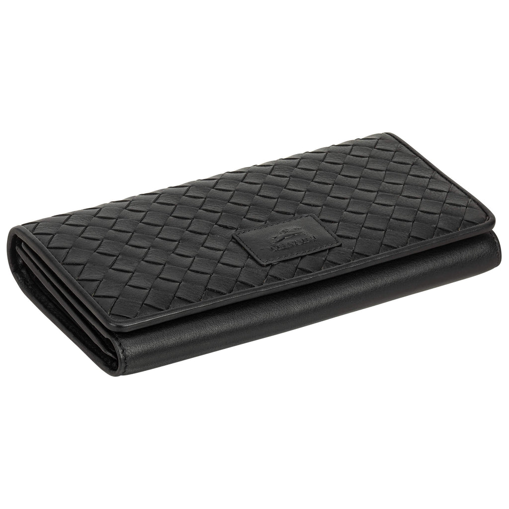 Mancini Panier Tissé portefeuille RFID à trois volets 6500296 | Cuir - Dealorys