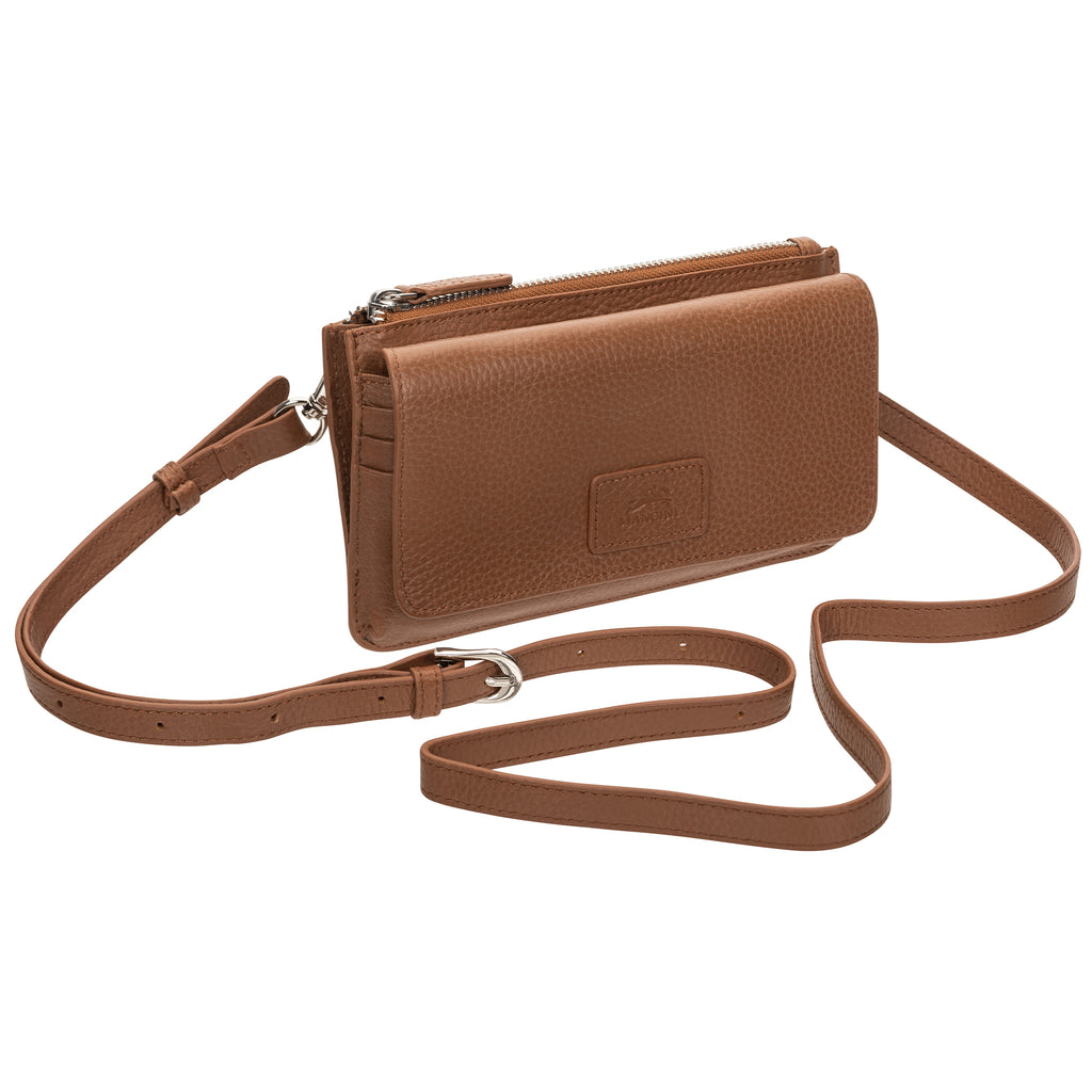 Mancini Pebbled Portefeuille à bandoulière RFID 10376 | Cuir - Dealorys
