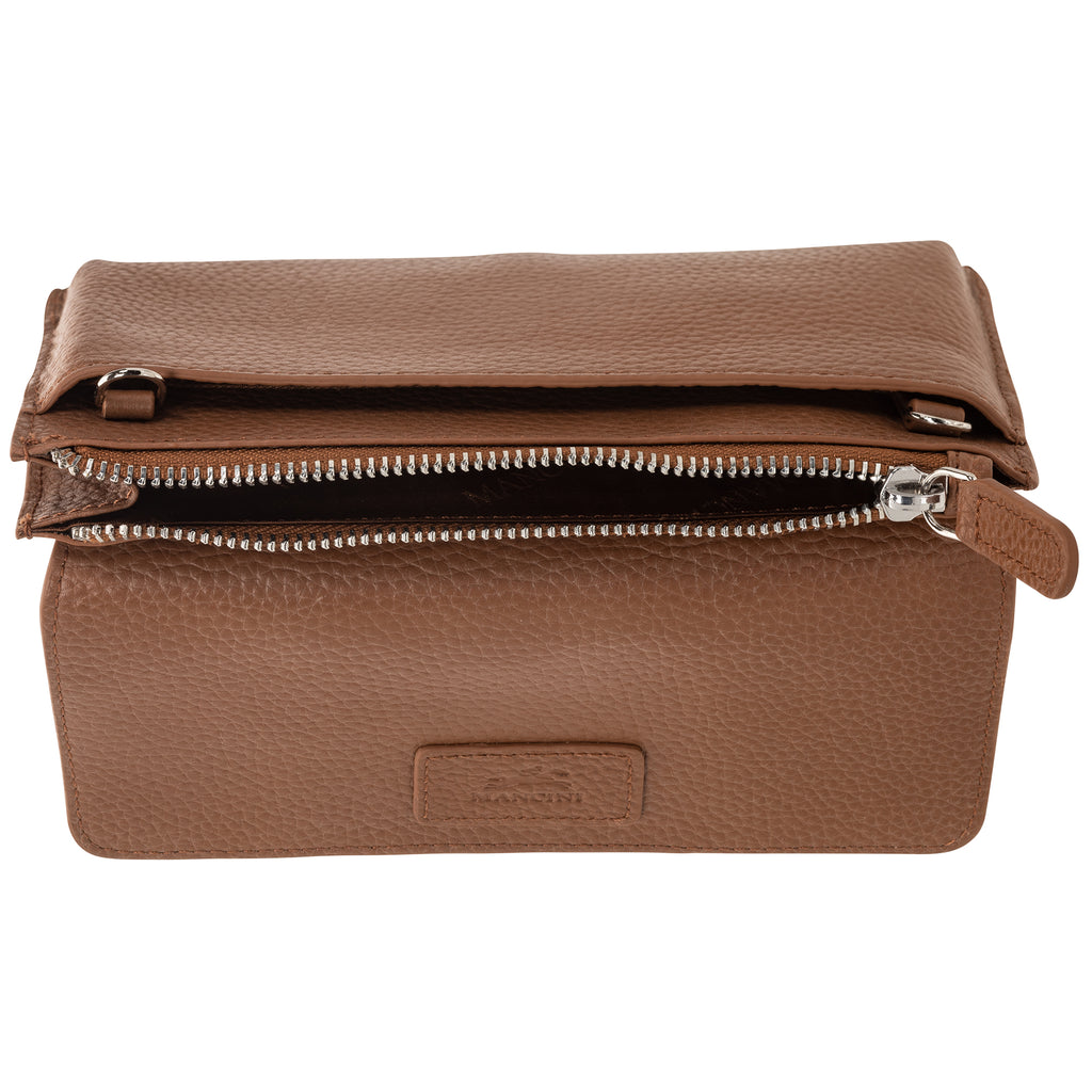 Mancini Pebbled Portefeuille à bandoulière RFID 10376 | Cuir - Dealorys