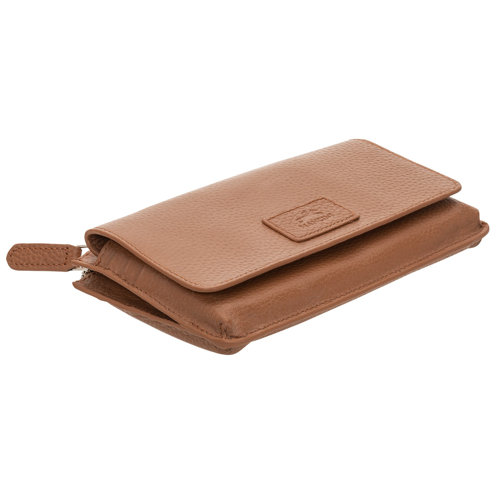 Mancini Pebbled Portefeuille à bandoulière RFID 10376 | Cuir - Dealorys