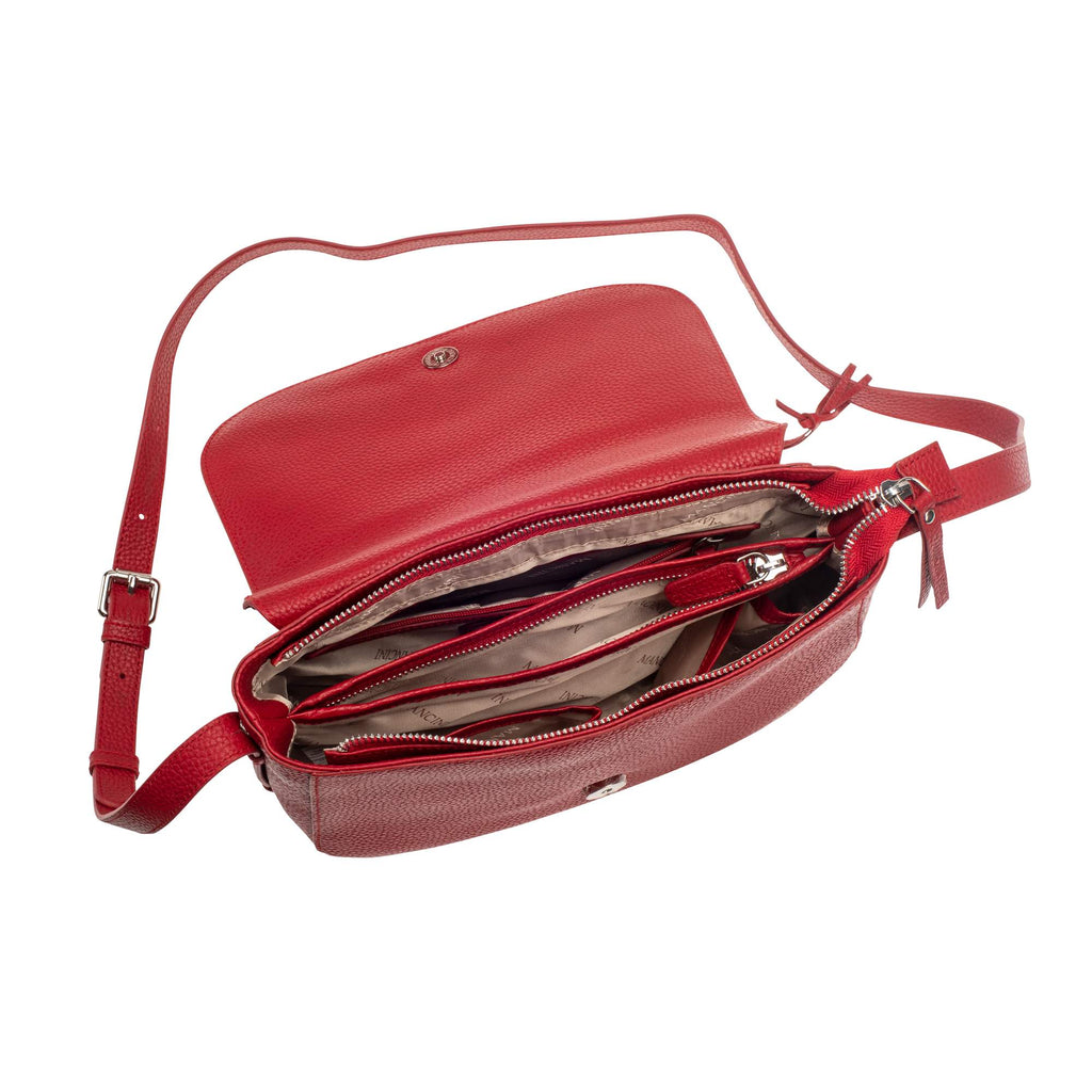 Mancini Pebbled Sac à bandoulière porté croisé Amy HBP1061 | Cuir - Dealorys