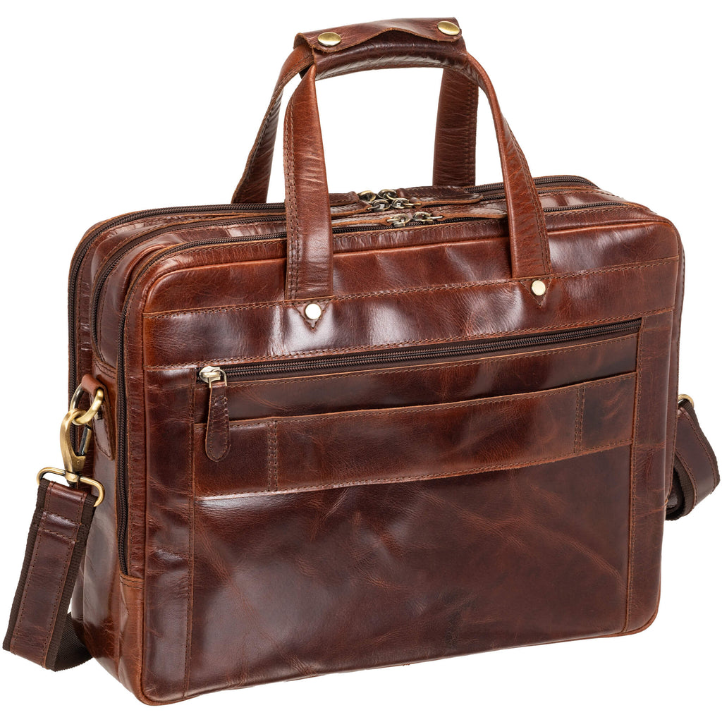 Mancini Porte-documents Buffalo à trois compartiments pour portable 15.6 po 23-3523 | Cuir - Dealorys