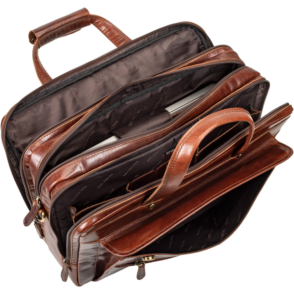 Mancini Porte-documents Buffalo à trois compartiments pour portable 15.6 po 23-3523 | Cuir - Dealorys