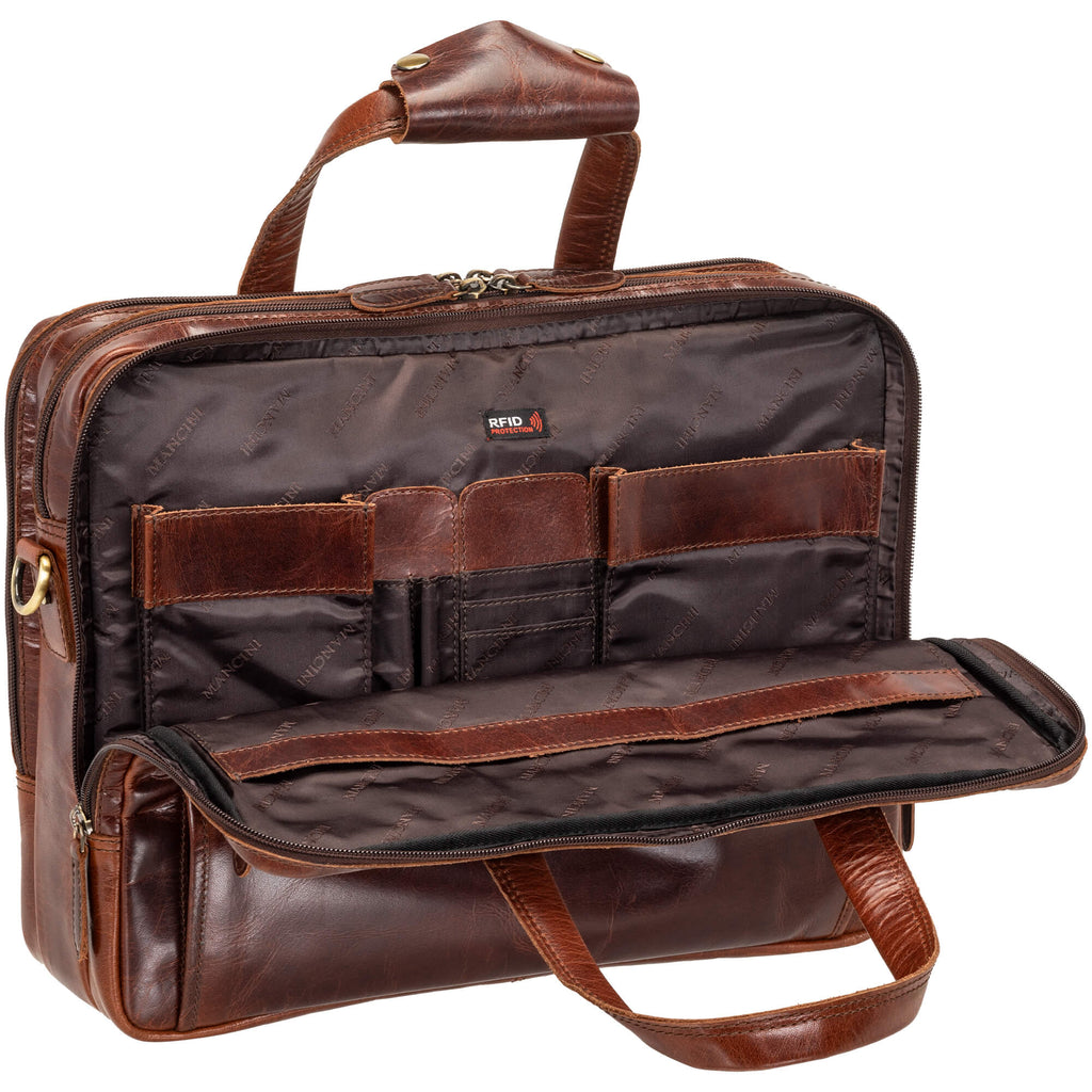 Mancini Porte-documents Buffalo à trois compartiments pour portable 15.6 po 23-3523 | Cuir - Dealorys