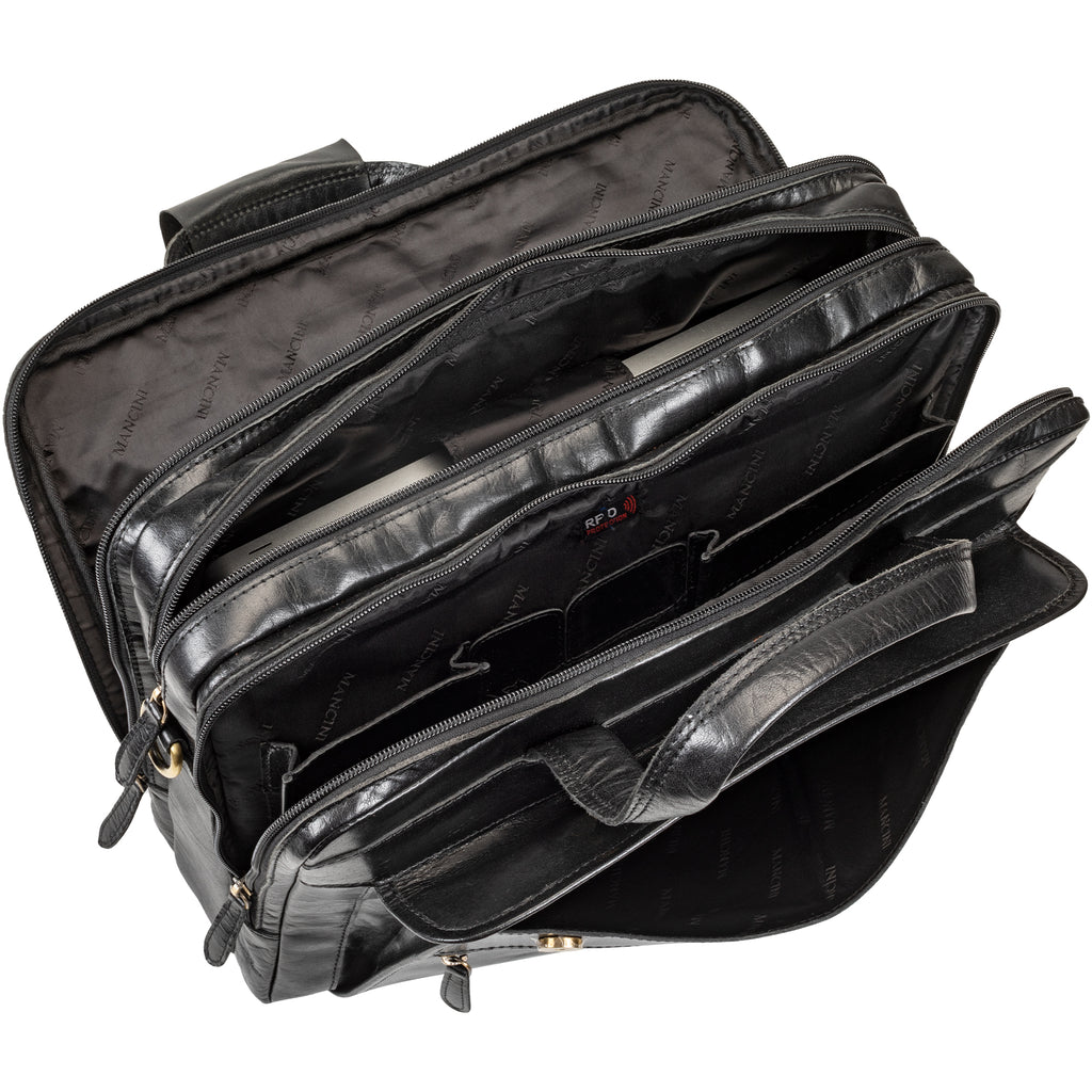 Mancini Porte-documents Buffalo à trois compartiments pour portable 15.6 po 23-3523 | Cuir - Dealorys