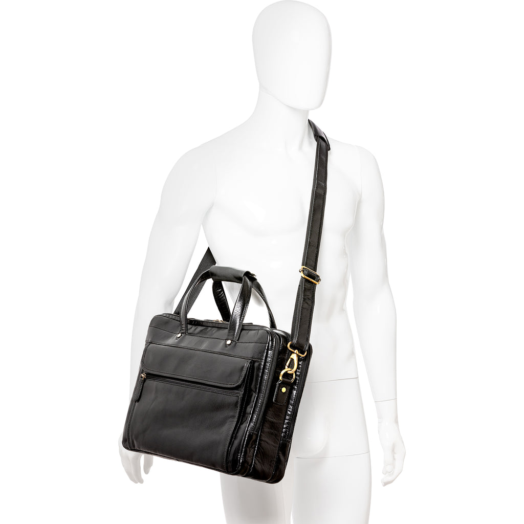 Mancini Porte-documents Buffalo à trois compartiments pour portable 15.6 po 23-3523 | Cuir - Dealorys