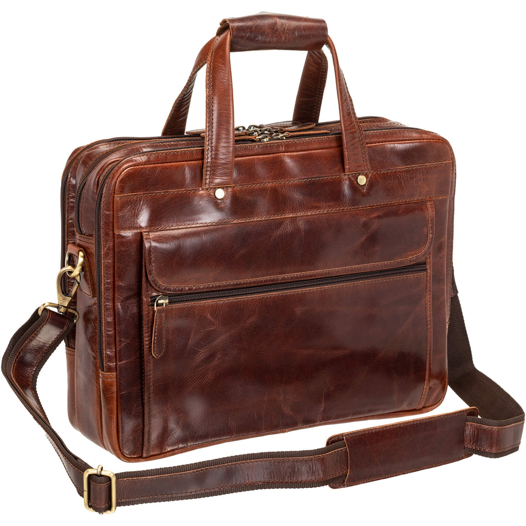 Mancini Porte-documents Buffalo à trois compartiments pour portable 15.6 po 23-3523 | Cuir - Dealorys