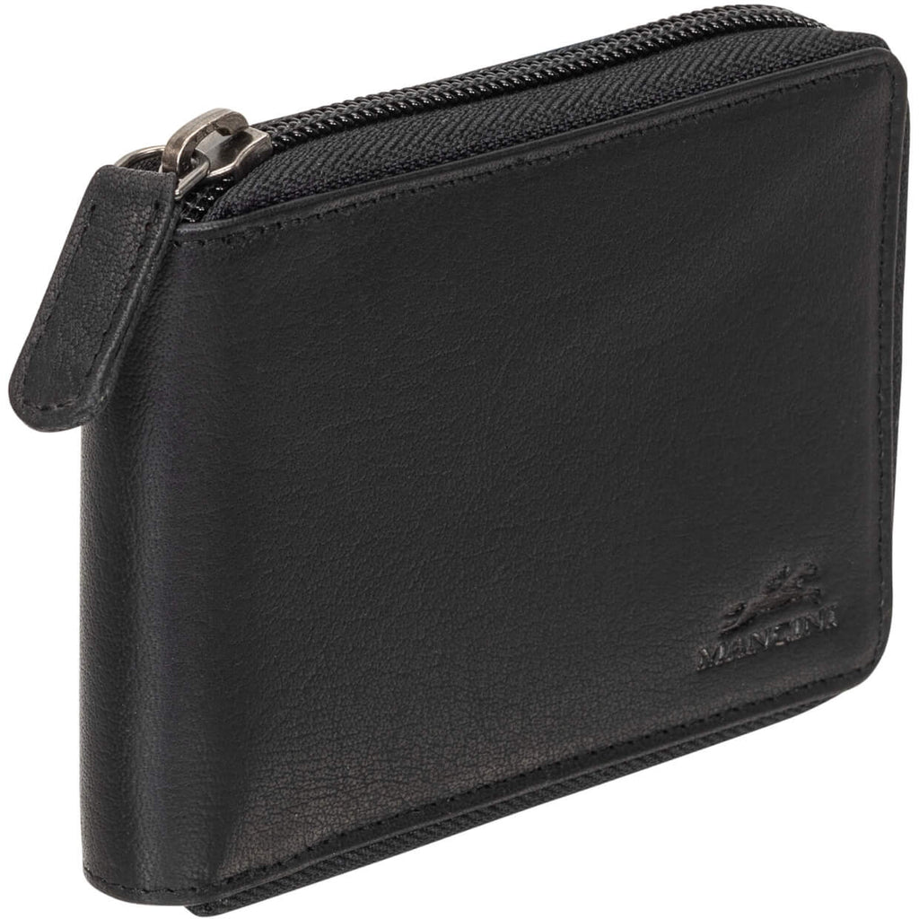 Mancini Portefeuille RFID à fermeture éclair avec porte cartes amovible 99-54159 Noir | Cuir Buffalo - Dealorys