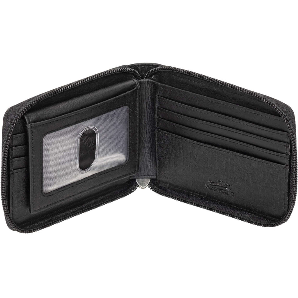 Mancini Portefeuille RFID à fermeture éclair avec porte cartes amovible 99-54159 Noir | Cuir Buffalo - Dealorys