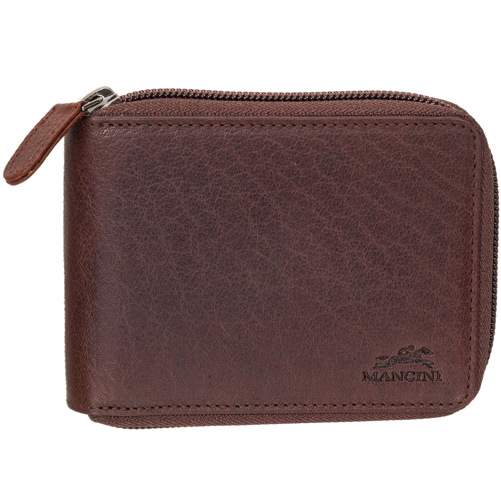 Mancini Portefeuille RFID à fermeture éclair avec porte cartes amovible 99-54159 | Cuir Buffalo - Dealorys