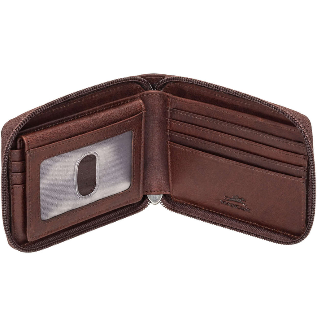 Mancini Portefeuille RFID à fermeture éclair avec porte cartes amovible 99-54159 | Cuir Buffalo - Dealorys