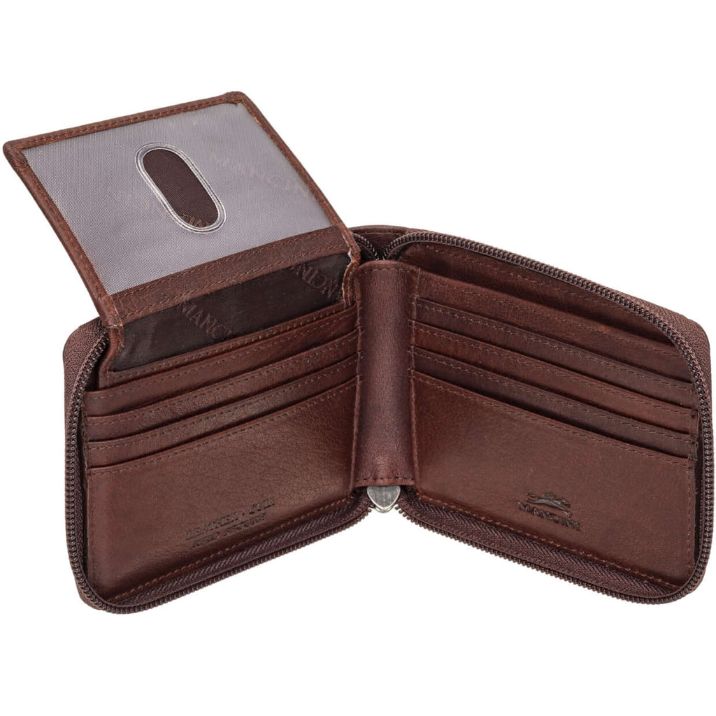 Mancini Portefeuille RFID à fermeture éclair avec porte cartes amovible 99-54159 | Cuir Buffalo - Dealorys