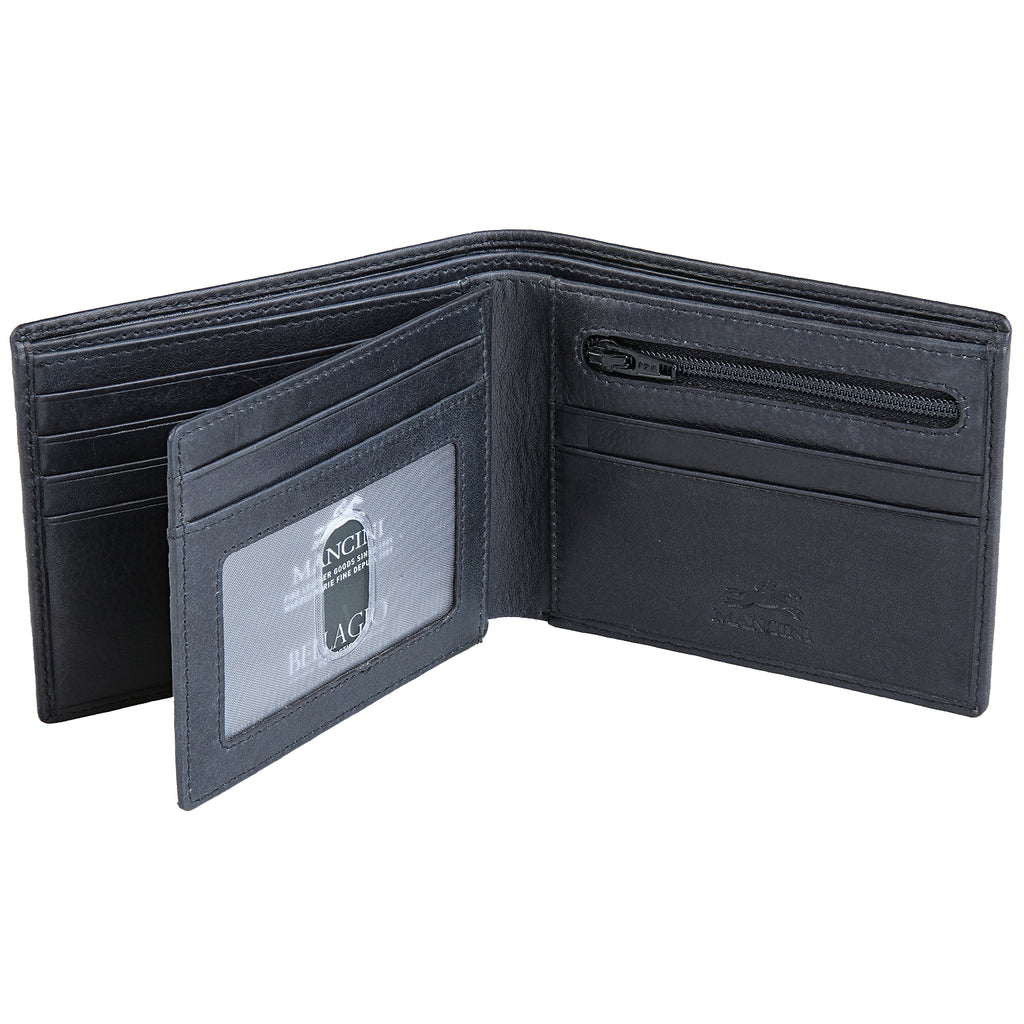 Mancini Portefeuille RFID avec volet au centre et pochette pour la monnaie 2020183 | Cuir - Dealorys