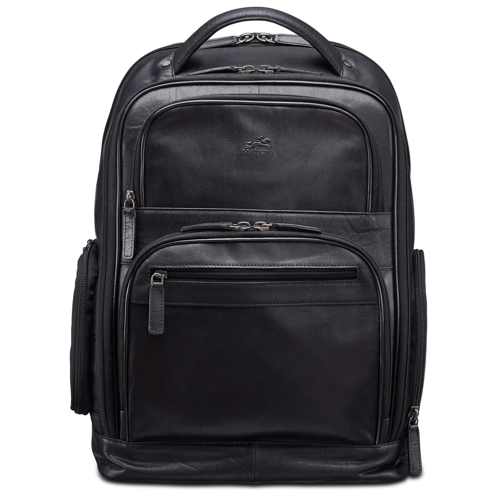 Mancini Sac à dos pour portable 15.6 po 99-5472 Noir | Cuir - Dealorys