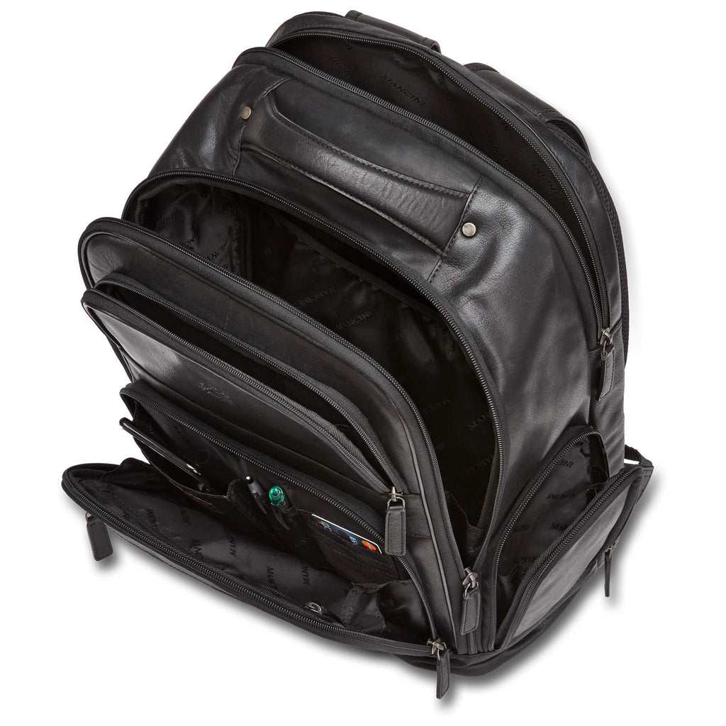 Mancini Sac à dos pour portable 15.6 po 99-5472 Noir | Cuir - Dealorys