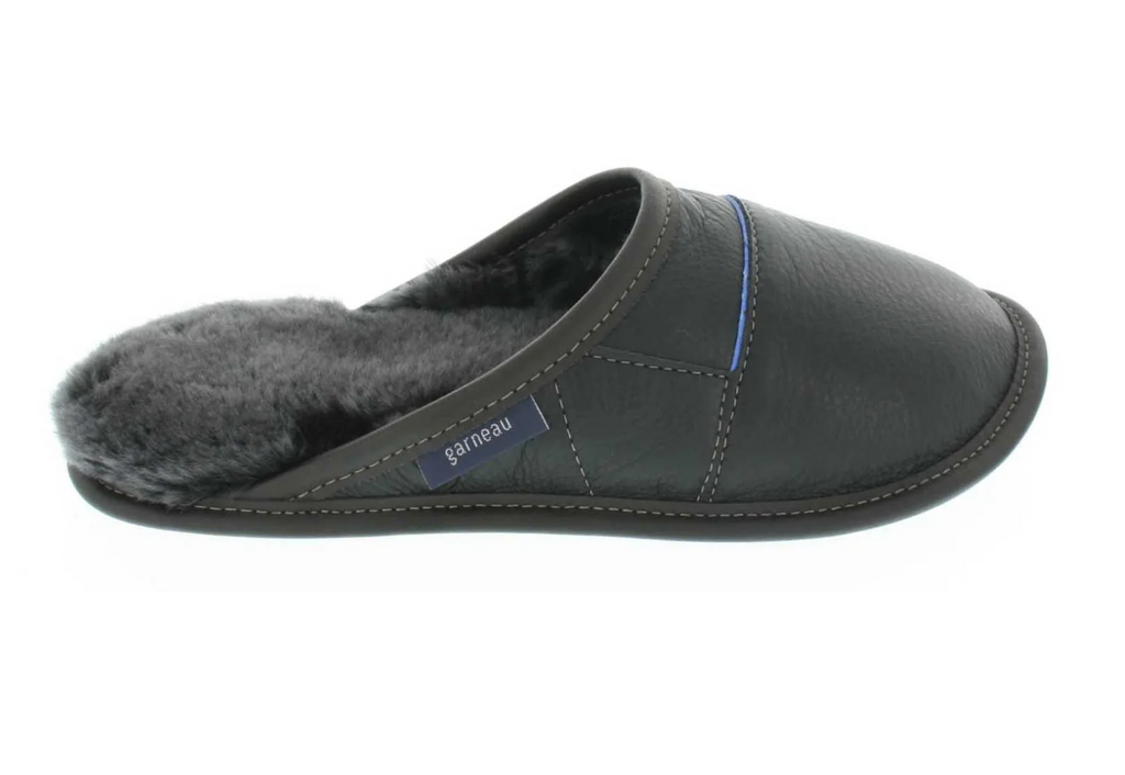 Pantoufles Garneau MULE EN CUIR Noir Shearling Silverfox pour femmes - Dealorys